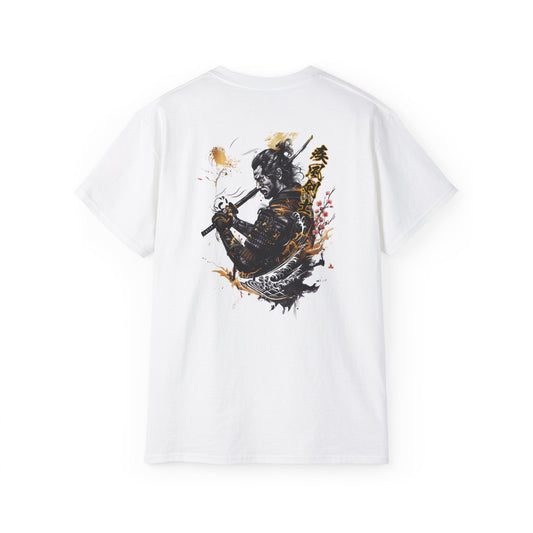 Japanese Samurai Warrior T-Shirt | Black Gold Wave Art Graphic Tee