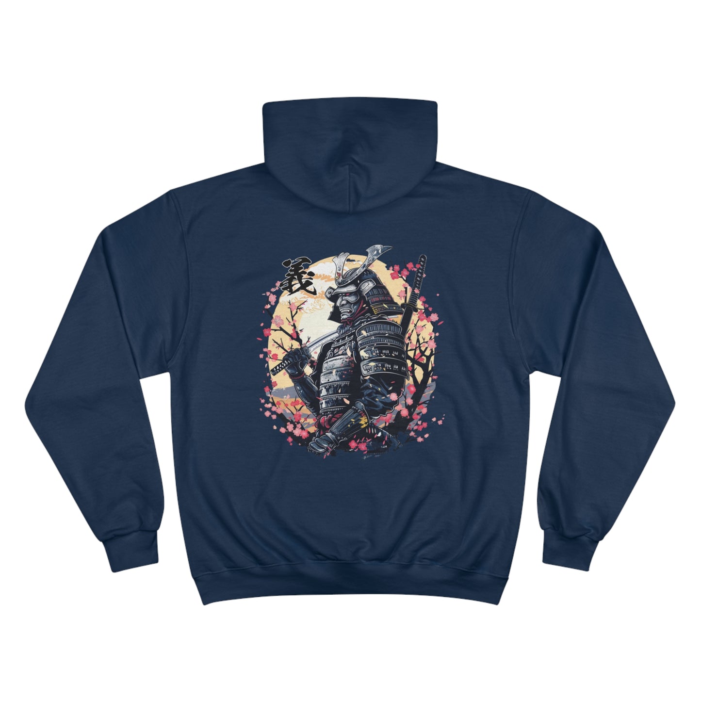 Sunset Samurai Warrior Champion Eco Hoodie - Japanese Dark Art Cherry Blossom Streetwear