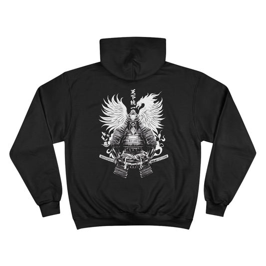 Majestic Samurai Armor Champion Hoodie - Japanese Warrior Battle Gear Art Sweatshirt in Black