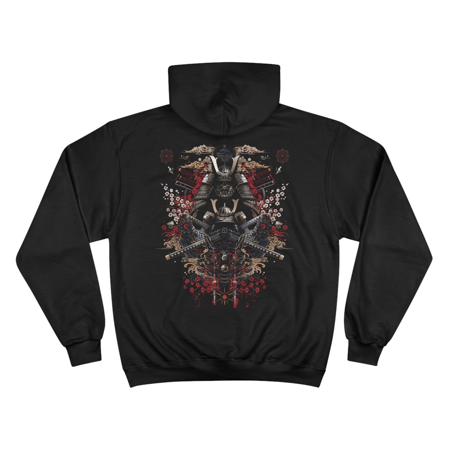 Samurai Armor Cherry Blossom Hoodie - Japanese Warrior Art Champion Sweatshirt