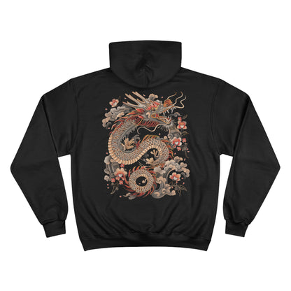 Japanese Dragon Cloud Hoodie | Traditional Asian Art Champion Eco Sweatshirt