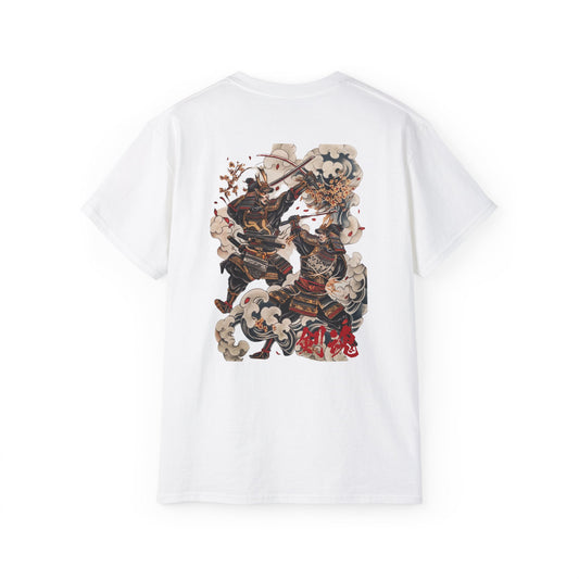 Japanese Samurai Duel T-Shirt | Traditional Warrior Battle Art Graphic Tee