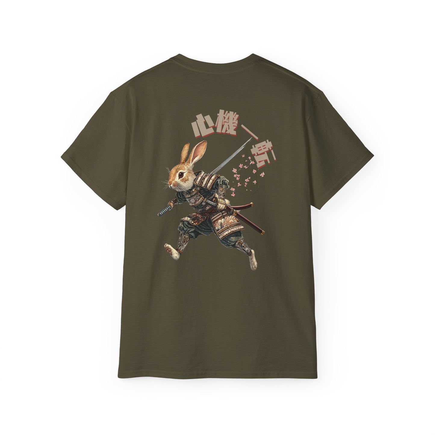 Samurai Rabbit Warrior T-Shirt: 心機一転 (Shinki Itten) - Japanese Kanji Anime Art Tee