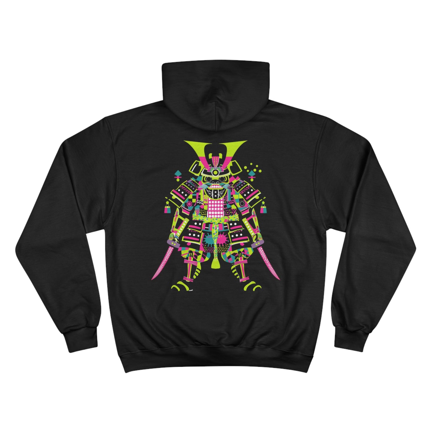 Neon Ninja Champion Eco Hoodie - Cyberpunk Samurai Geometric Art Sustainable Streetwear