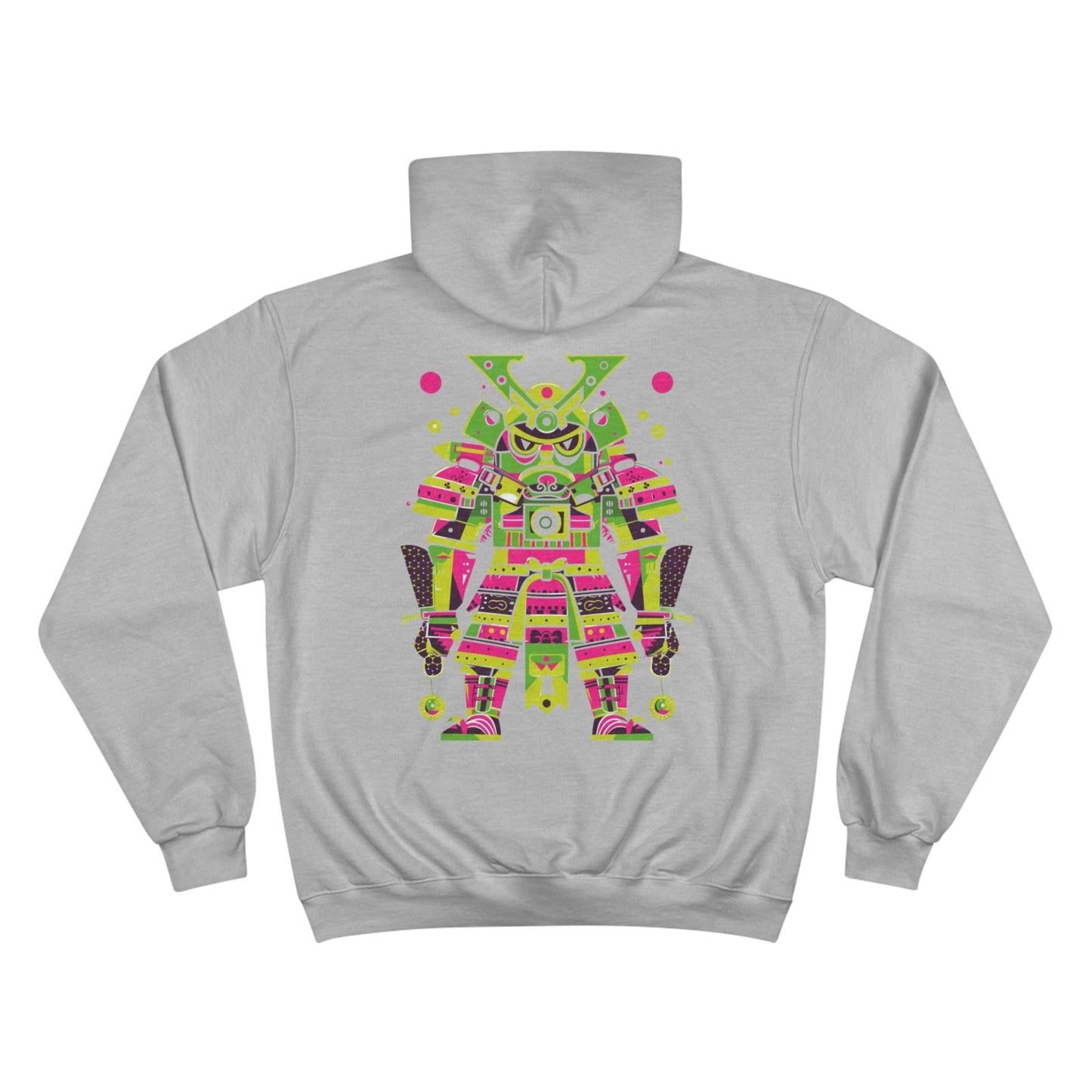 Neon Mecha Samurai Champion Eco Hoodie - Cyberpunk Japanese Warrior Art Sustainable Streetwear