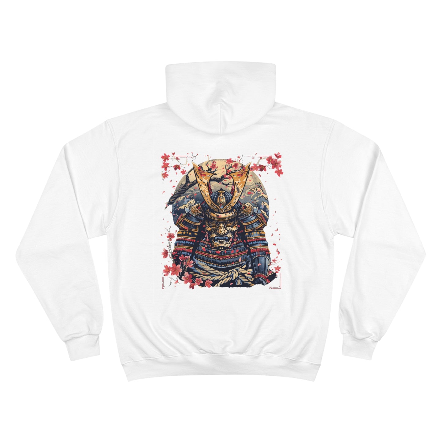 Japanese Oni Samurai Armor Cherry Blossom Hoodie - Demon Warrior Champion Eco Sweatshirt