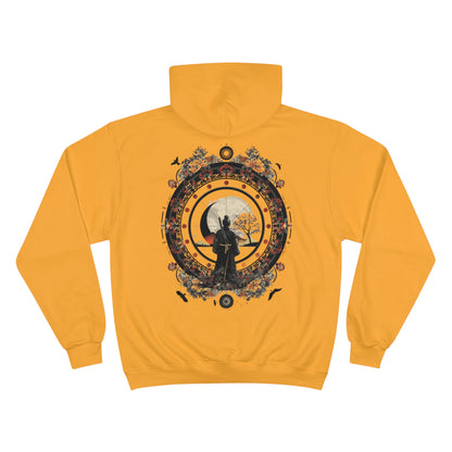 Lone Samurai Moon Hoodie - Japanese Warrior Art Champion Sweatshirt