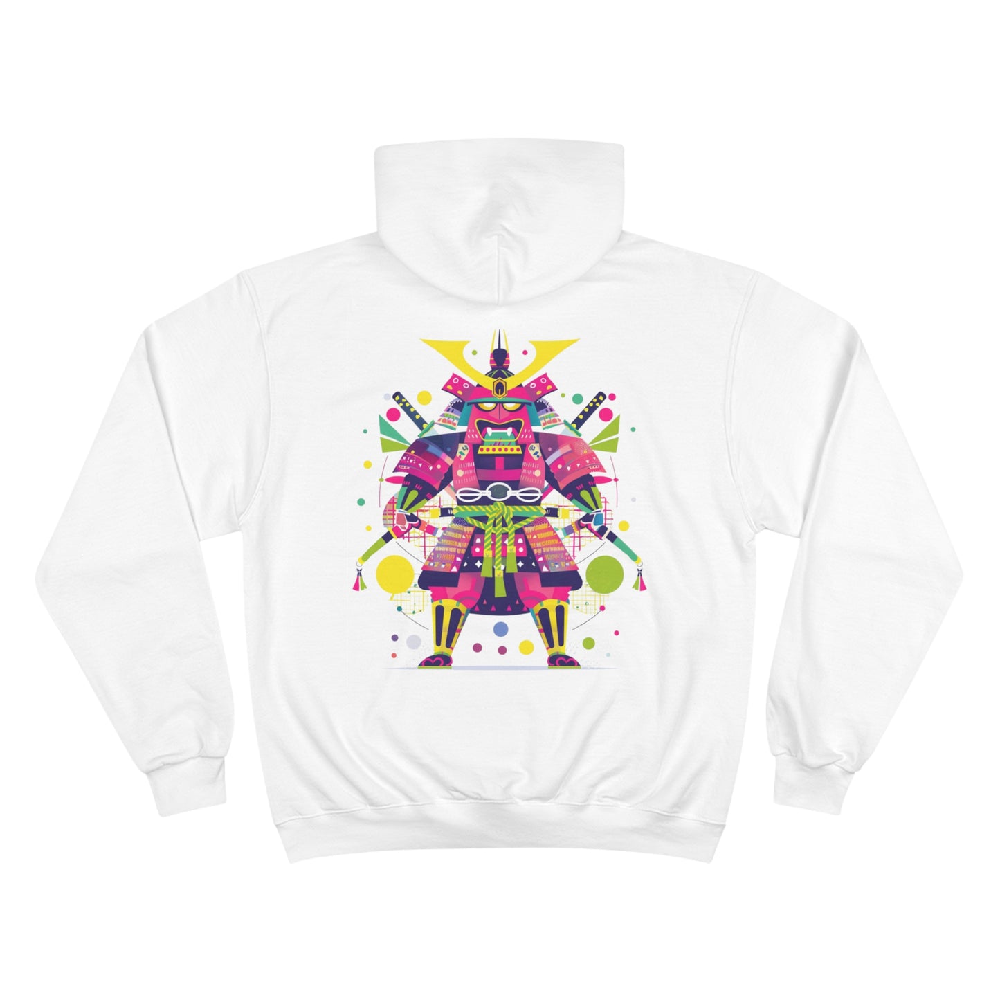 Neon Samurai Warrior Champion Eco Hoodie - Pop Art Japanese Armor Sustainable Streetwear