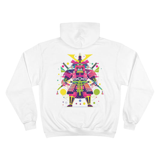 Neon Samurai Warrior Champion Eco Hoodie - Pop Art Japanese Armor Sustainable Streetwear