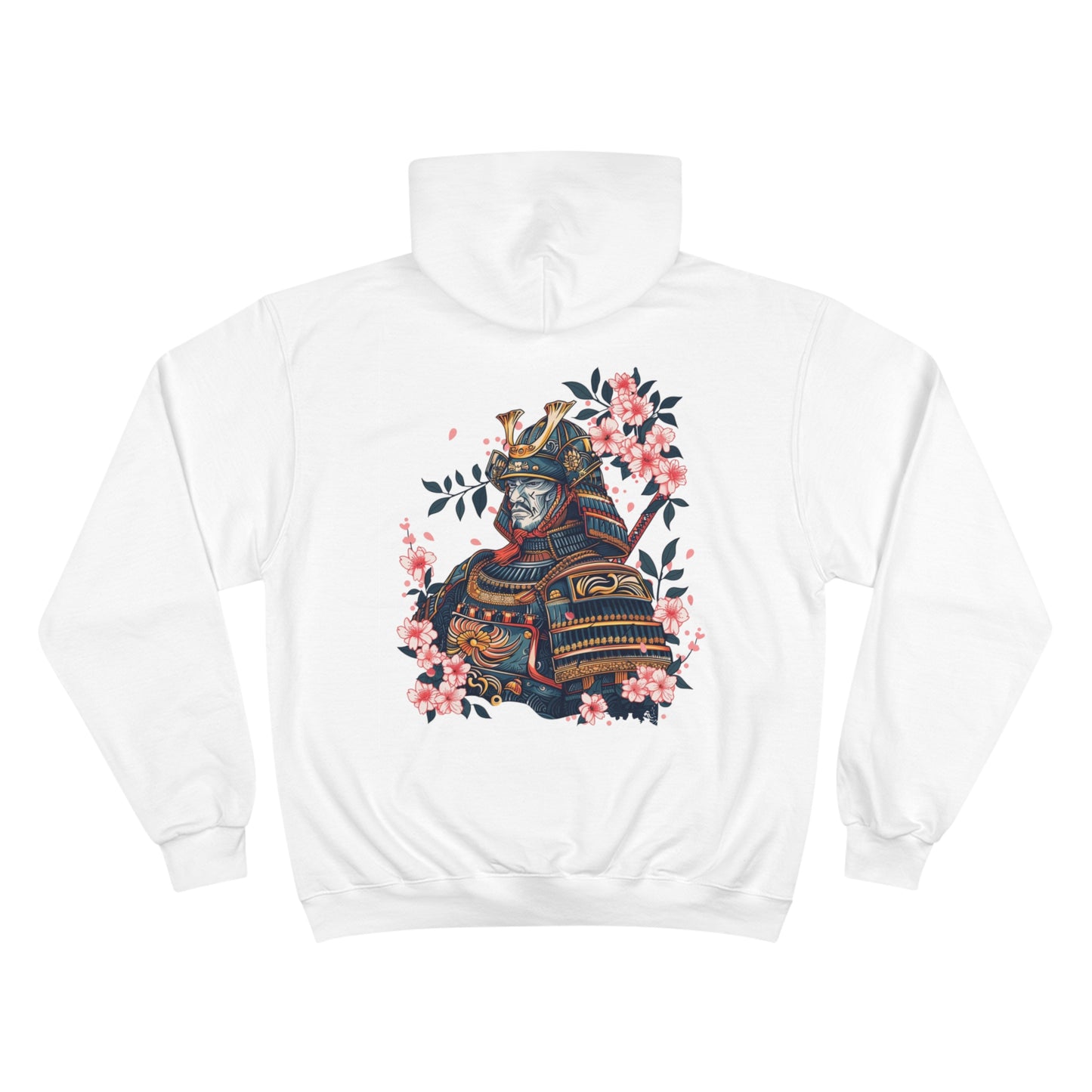 Noble Samurai Portrait Champion Eco Hoodie - Japanese Warrior Cherry Blossom Art Streetwear