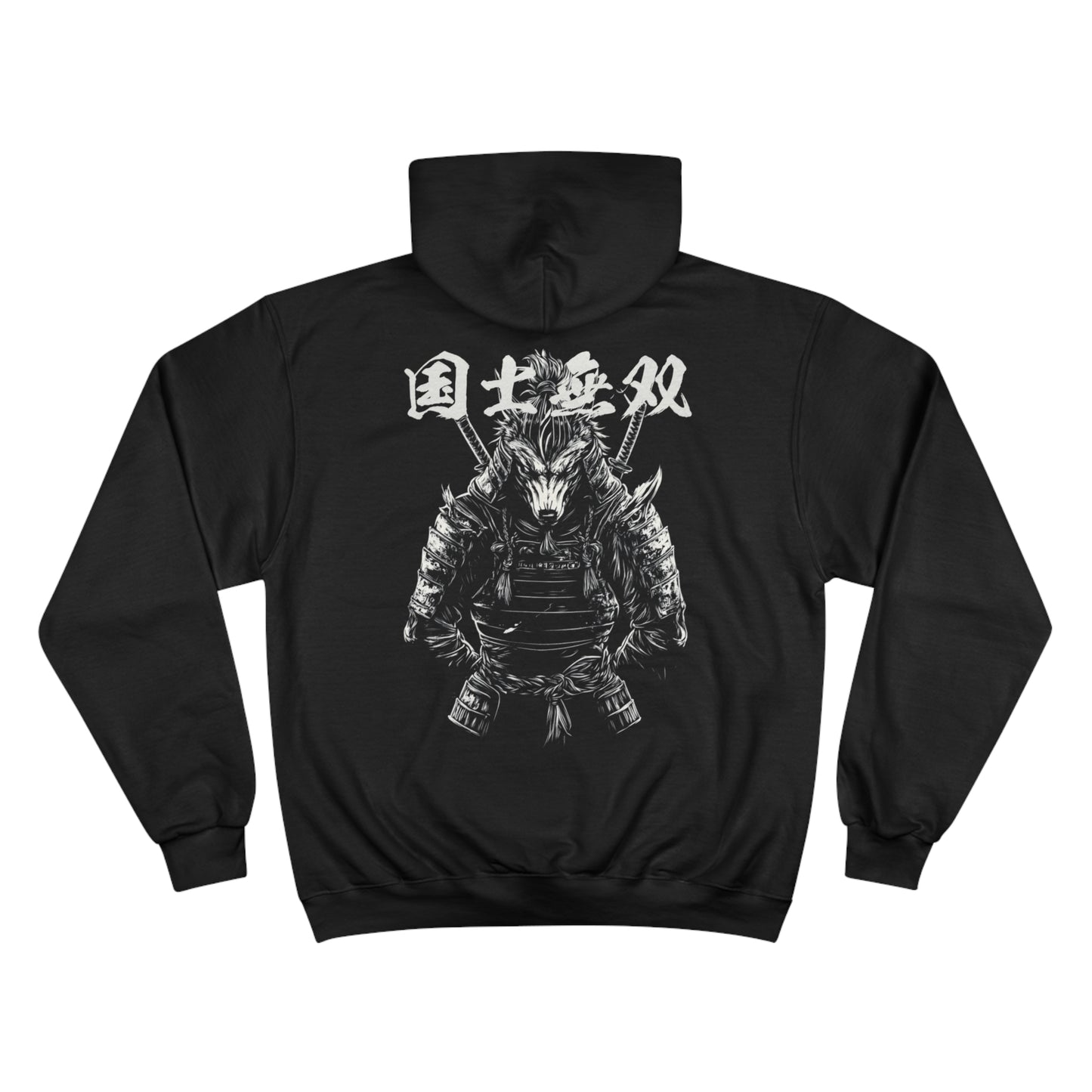 Demon Samurai Champion Hoodie - Japanese Oni Warrior Kanji Art Sweatshirt in Black