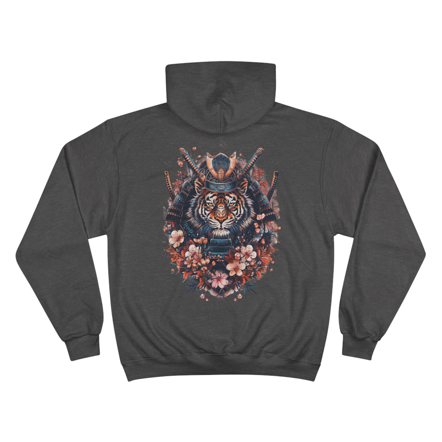 Samurai Tiger Hoodie - Japanese Cherry Blossom Champion Sweatshirt