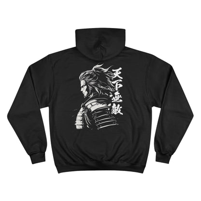 Futuristic Samurai Champion Hoodie - Modern Japanese Cyberpunk Warrior Sweatshirt in Black