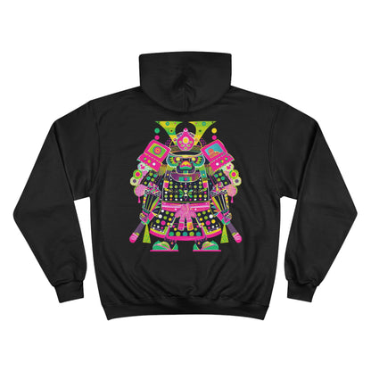 Electric Samurai Champion Eco Hoodie - Neon Pop Art Japanese Warrior Sustainable Streetwear