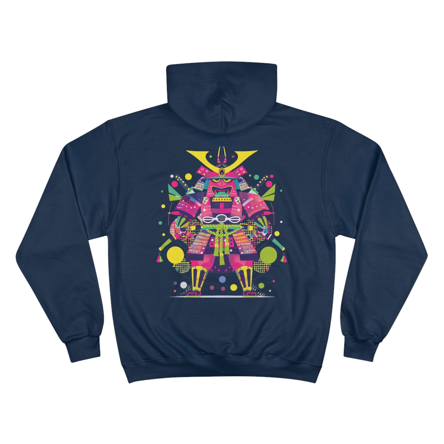 Neon Samurai Warrior Champion Eco Hoodie - Pop Art Japanese Armor Sustainable Streetwear