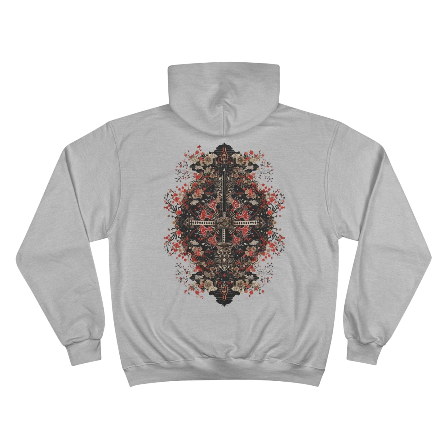 Sacred Katana Mandala Hoodie - Japanese Floral Champion Sweatshirt