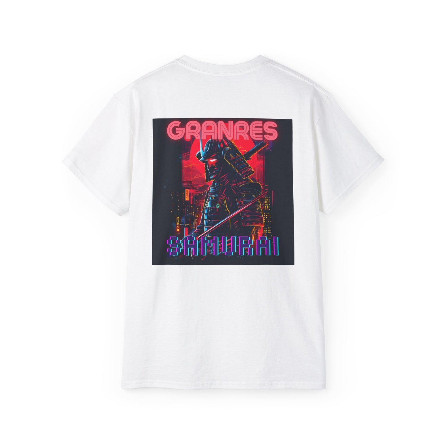 GRANRES Cyberpunk Samurai Neon T-Shirt – Futuristic Samurai Design