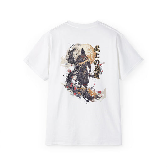 Japanese Samurai Moon Blossom T-Shirt | Warrior Wind Art Graphic Tee