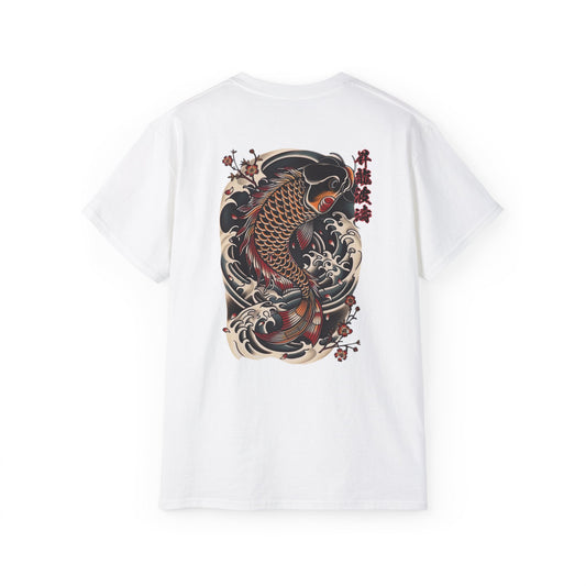 Japanese Koi Fish Wave T-Shirt | Traditional Irezumi Carp Art Graphic Tee