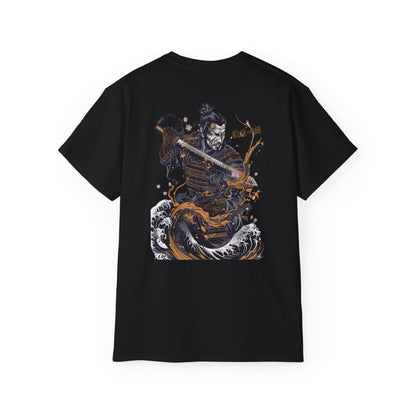 Japanese Samurai Wave T-Shirt | Ocean Warrior Katana Art Graphic Tee