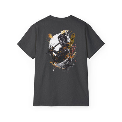 Japanese Samurai Warrior T-Shirt | Black Gold Wave Art Graphic Tee