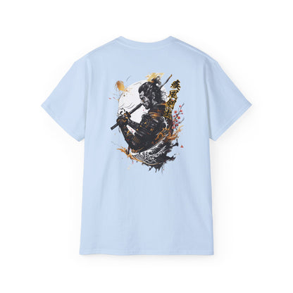 Japanese Samurai Warrior T-Shirt | Black Gold Wave Art Graphic Tee