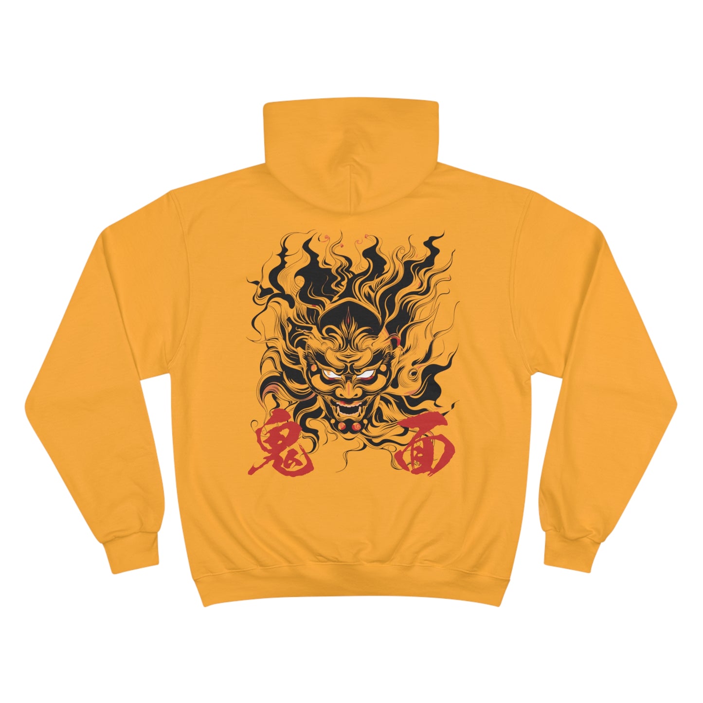 Japanese Oni Demon Mask Champion Eco Hoodie - Traditional Yokai Art Sweatshirt