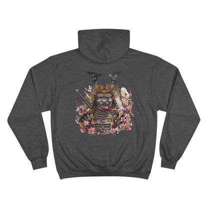 Demon Samurai Mask Champion Eco Hoodie - Japanese Oni Warrior Cherry Blossom Art Sweatshirt