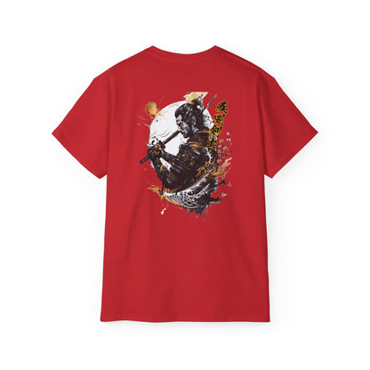 Japanese Samurai Warrior T-Shirt | Black Gold Wave Art Graphic Tee