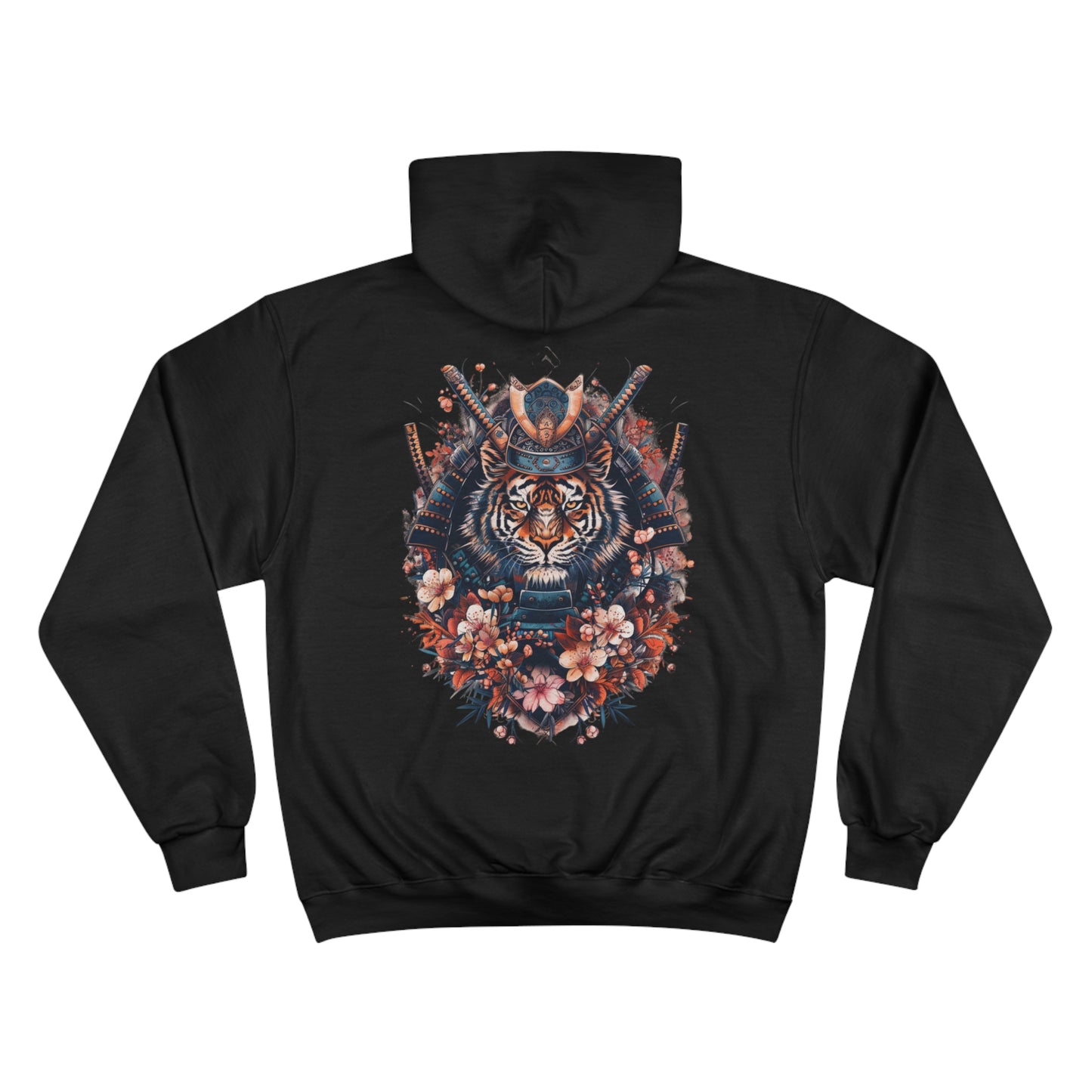 Samurai Tiger Hoodie - Japanese Cherry Blossom Champion Sweatshirt