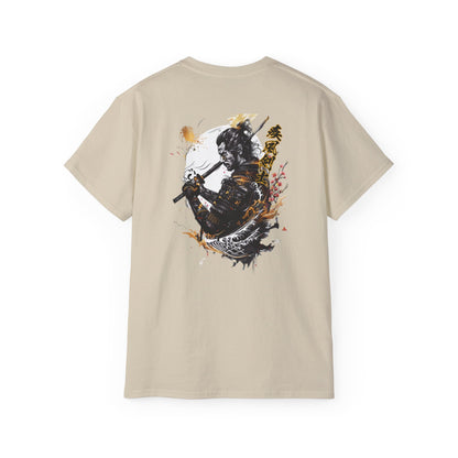 Japanese Samurai Warrior T-Shirt | Black Gold Wave Art Graphic Tee