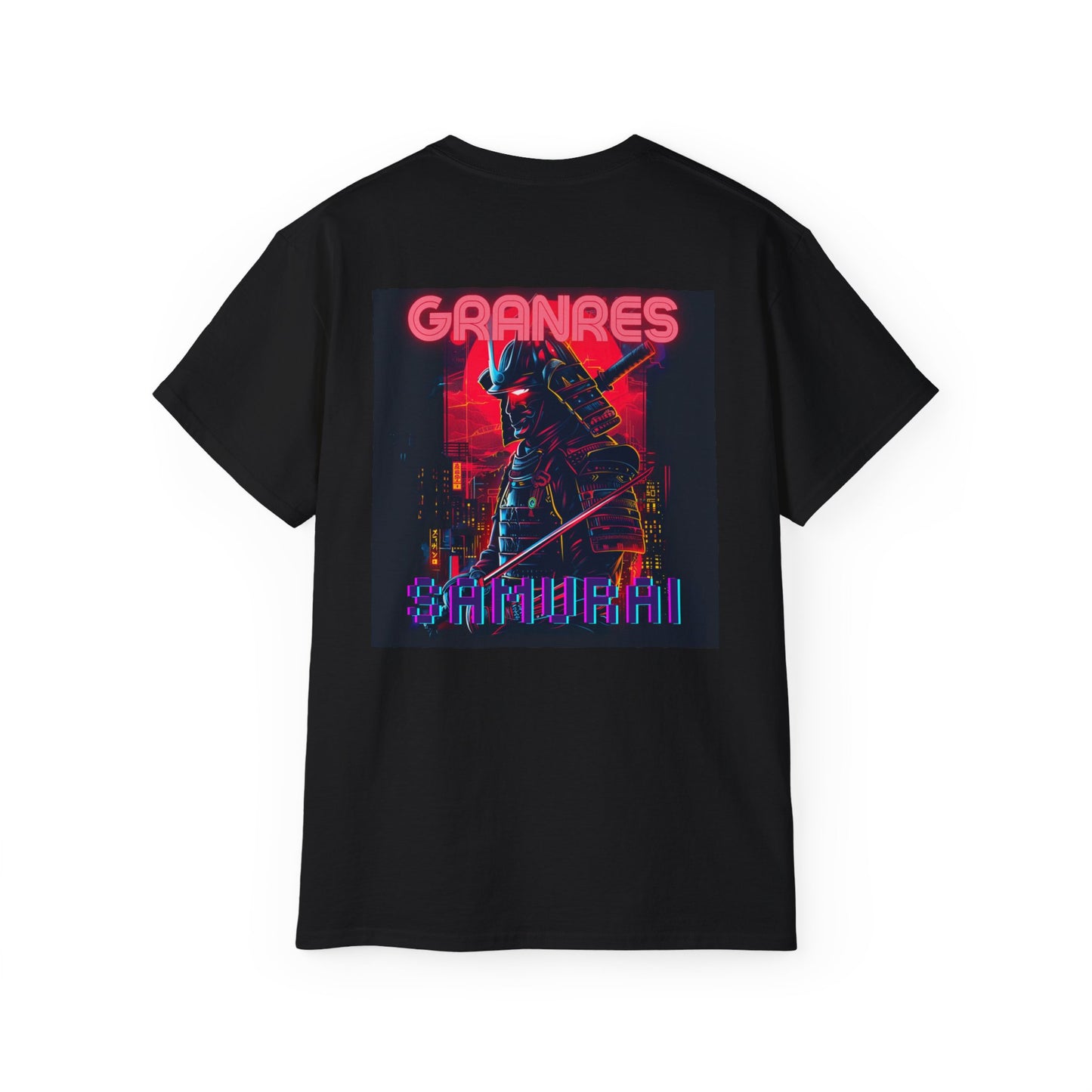 GRANRES Cyberpunk Samurai Neon T-Shirt – Futuristic Samurai Design