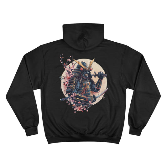 Dual Blade Samurai Champion Eco Hoodie - Japanese Warrior Cherry Blossom Moon Art Sweatshirt