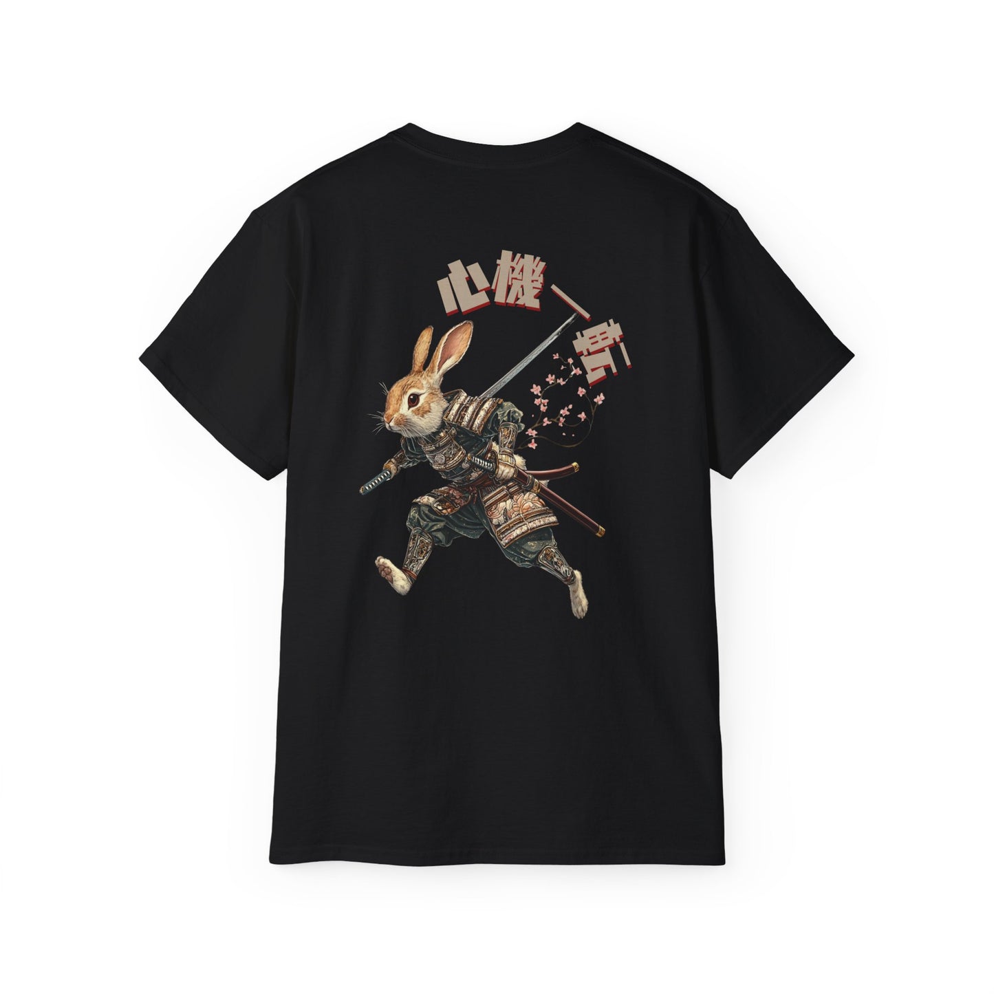 Samurai Rabbit Warrior T-Shirt: 心機一転 (Shinki Itten) - Japanese Kanji Anime Art Tee