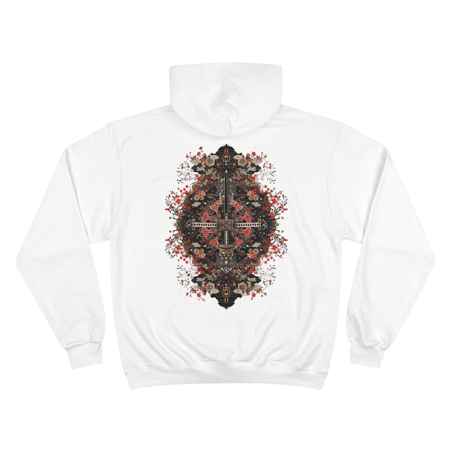 Sacred Katana Mandala Hoodie - Japanese Floral Champion Sweatshirt