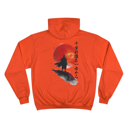 Rising Sun Samurai Hoodie - Japanese Warrior Silhouette Champion Sweatshirt