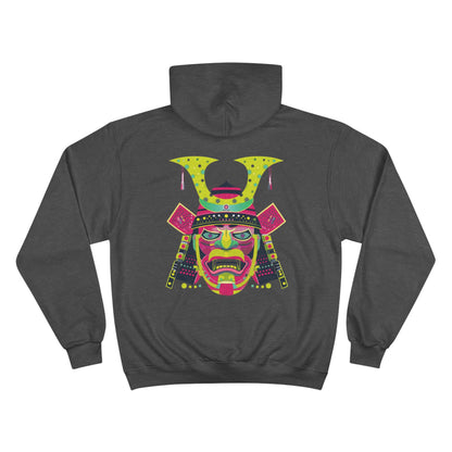 Neon Oni Mask Champion Eco Hoodie - Japanese Demon Pop Art Sustainable Streetwear