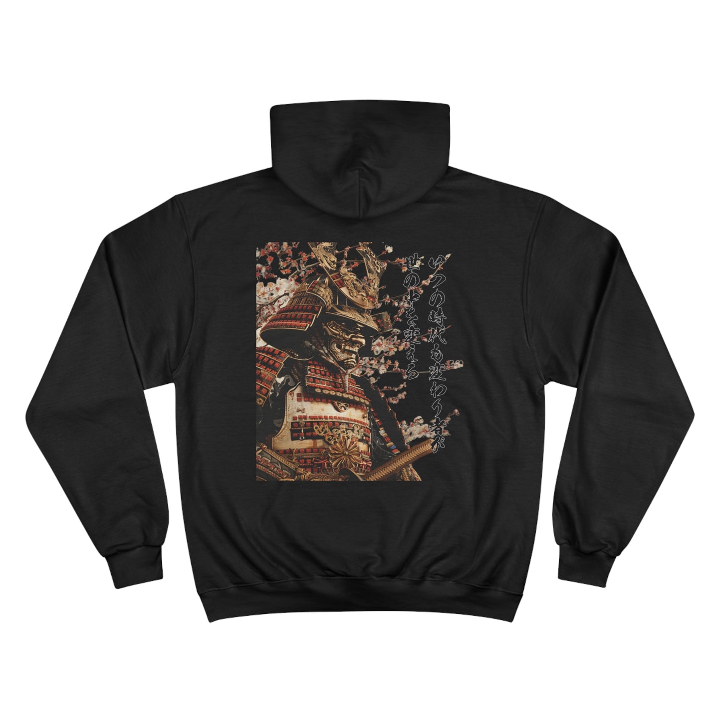 Golden Samurai Armor Champion Eco Hoodie - Luxury Japanese Warrior Calligraphy Art Sweatshirt