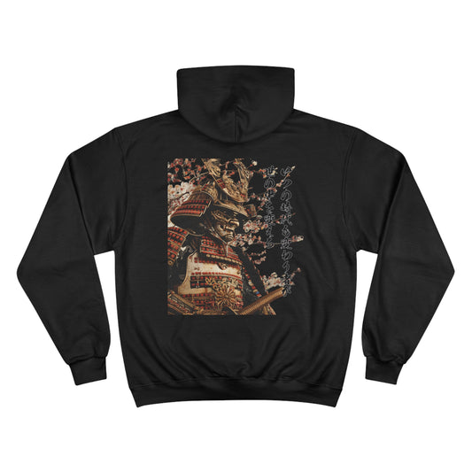 Golden Samurai Armor Champion Eco Hoodie - Luxury Japanese Warrior Calligraphy Art Sweatshirt