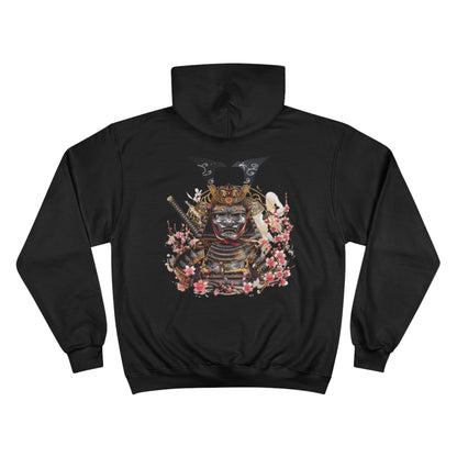 Demon Samurai Mask Champion Eco Hoodie - Japanese Oni Warrior Cherry Blossom Art Sweatshirt