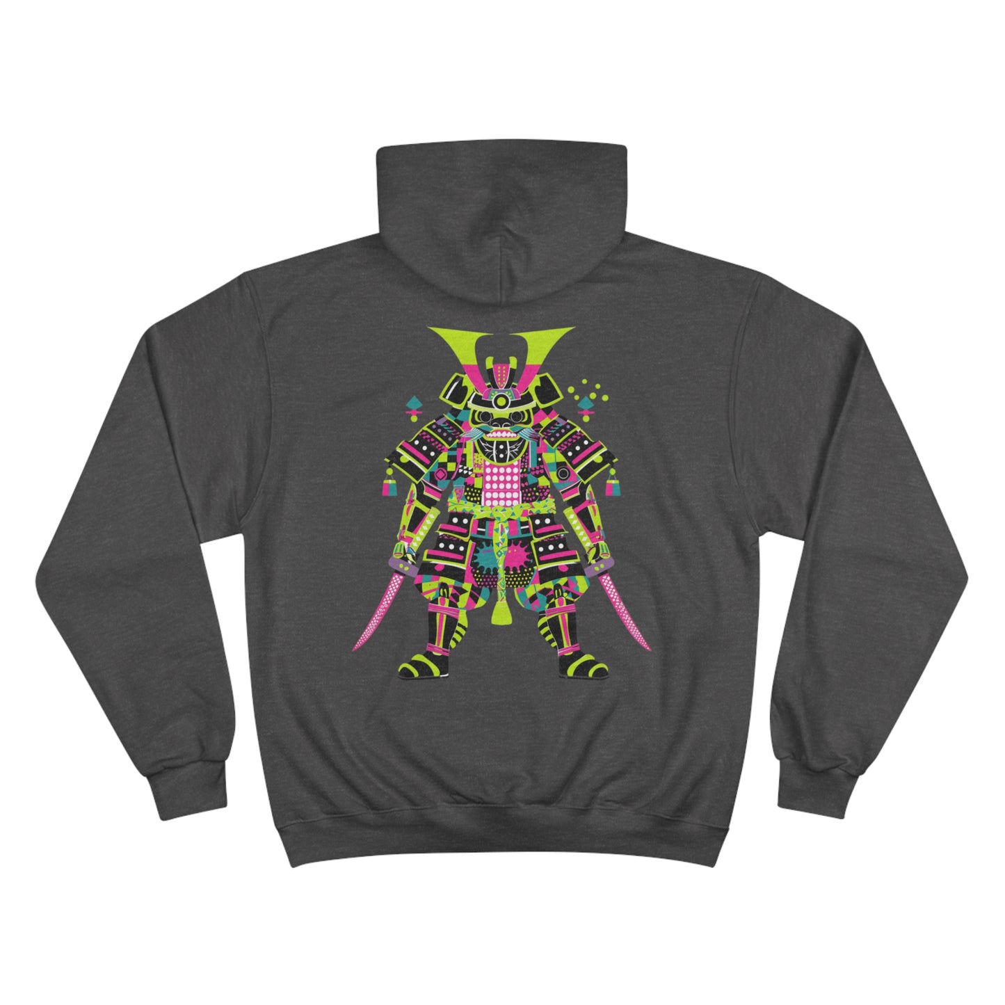 Neon Ninja Champion Eco Hoodie - Cyberpunk Samurai Geometric Art Sustainable Streetwear