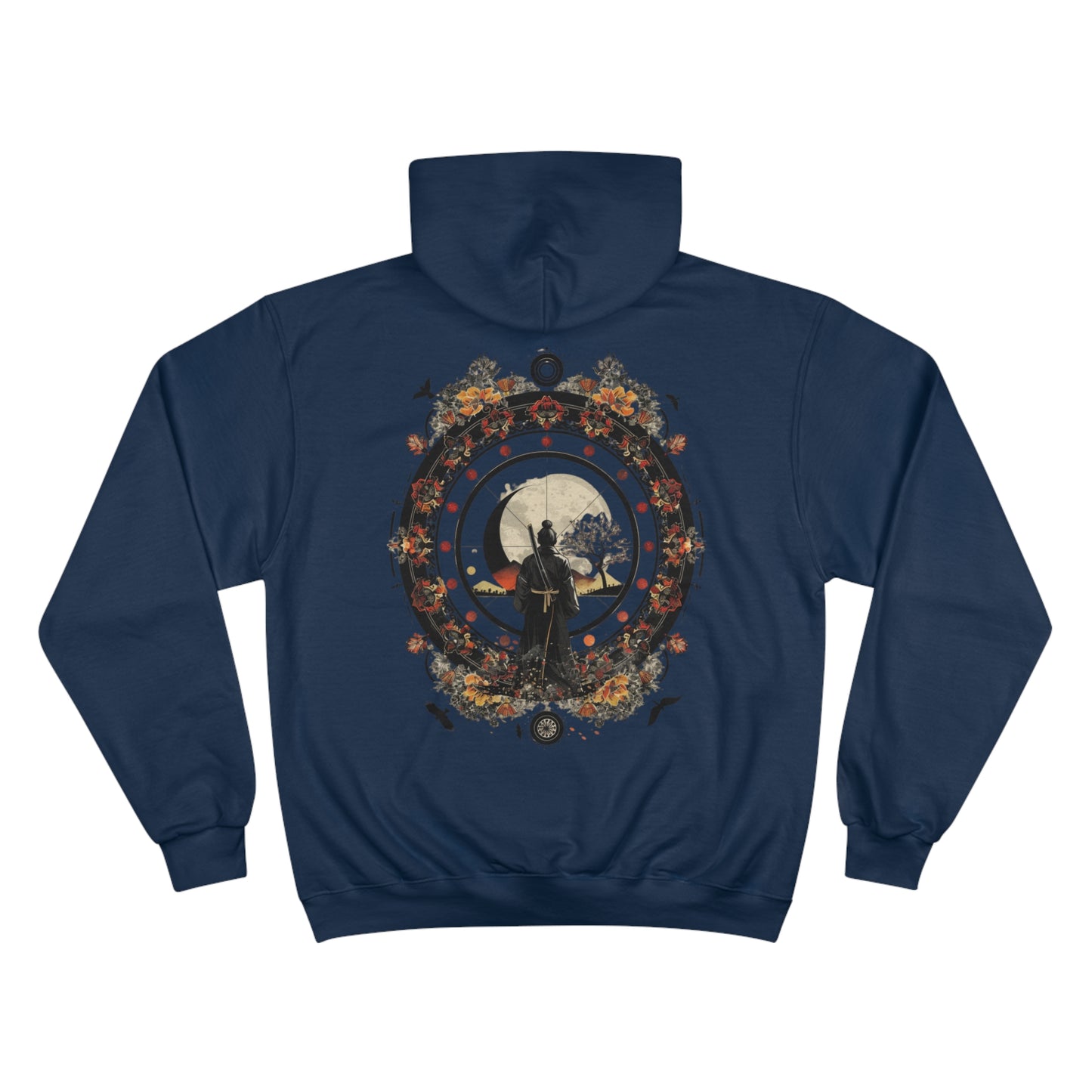 Lone Samurai Moon Hoodie - Japanese Warrior Art Champion Sweatshirt