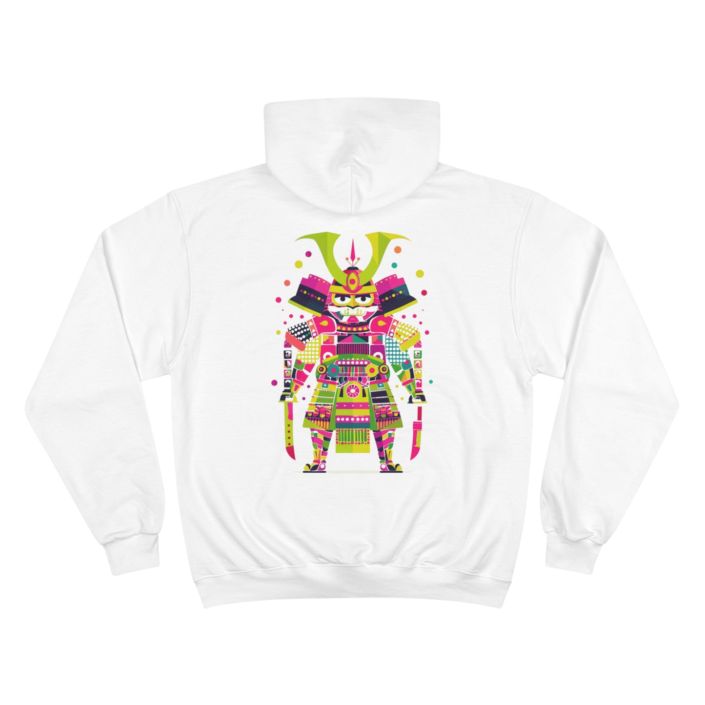 Retro Gaming Samurai Champion Eco Hoodie - Pixel Art Japanese Warrior Sustainable Streetwear White