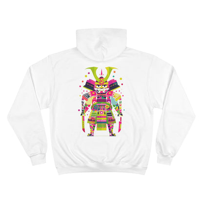 Retro Gaming Samurai Champion Eco Hoodie - Pixel Art Japanese Warrior Sustainable Streetwear White