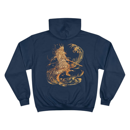 Wave Riding Samurai - Japanese Wave Art Gold Edition Champion Eco Hoodie