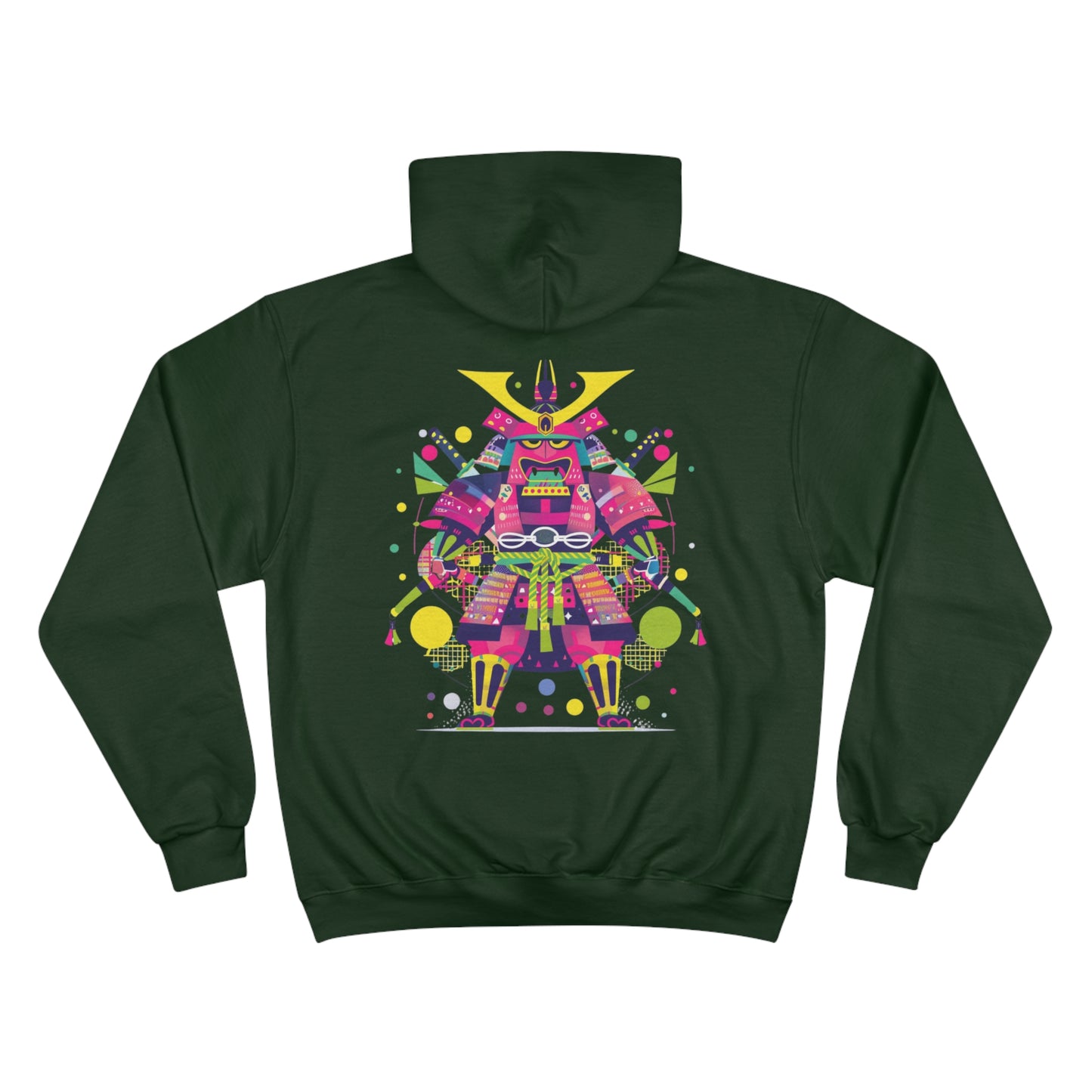 Neon Samurai Warrior Champion Eco Hoodie - Pop Art Japanese Armor Sustainable Streetwear