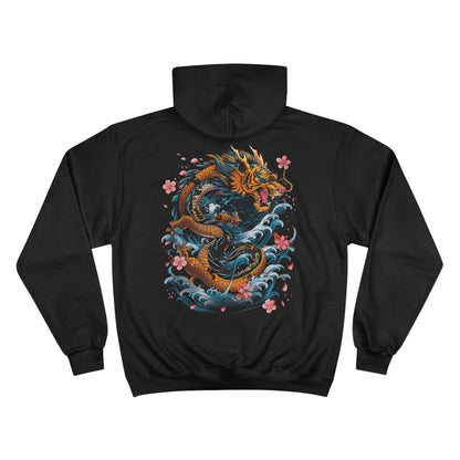 Ocean Dragon Wave Hoodie | Japanese Water Art Champion Eco Sweatshirt