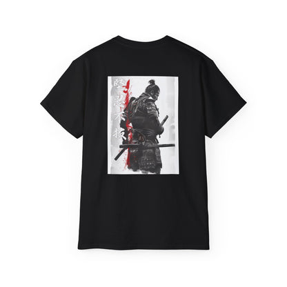 Shadow Warrior Japanese Samurai T-Shirt - Monochrome Swordsman Back Print Tee