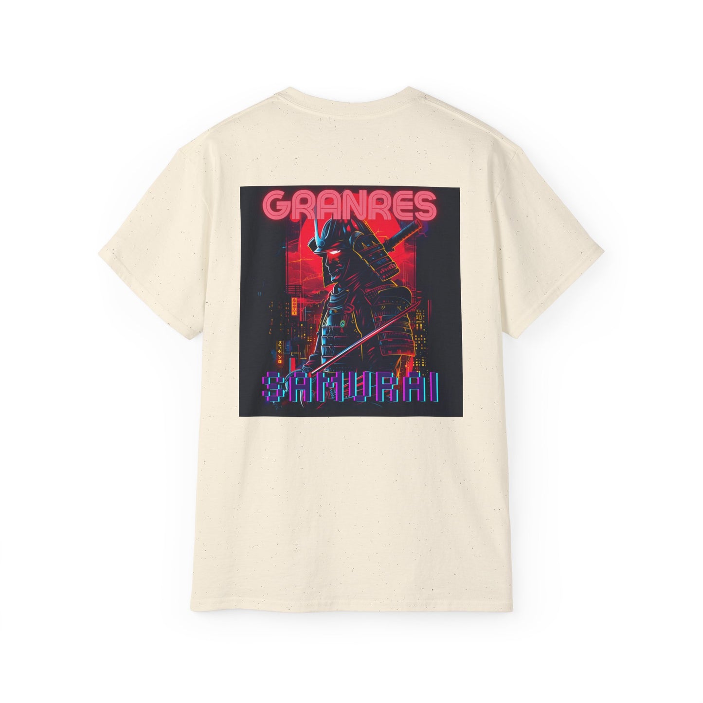 GRANRES Cyberpunk Samurai Neon T-Shirt – Futuristic Samurai Design